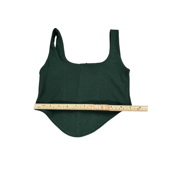 Dark Green Brooklyn Karma Ribbed Crop Top With Back Zipper Closure - Picture 5 of 8